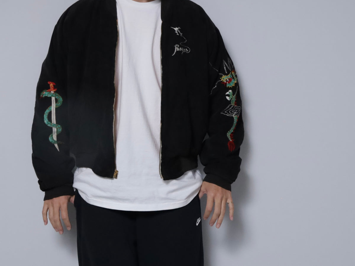 BLACK CORDUROY "SNAKE&DAGGER" KOREA SOUVENIR JACKET (SPECIAL PIECE/BIG SIZE)