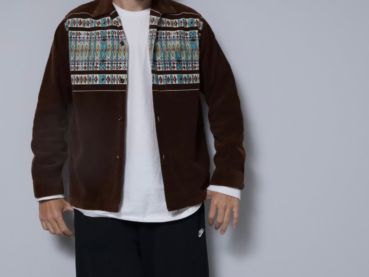 TOWNCRAFT PRINT CORDUROY SHIRT (MEDIUM/VERY GOOD CONDITION)