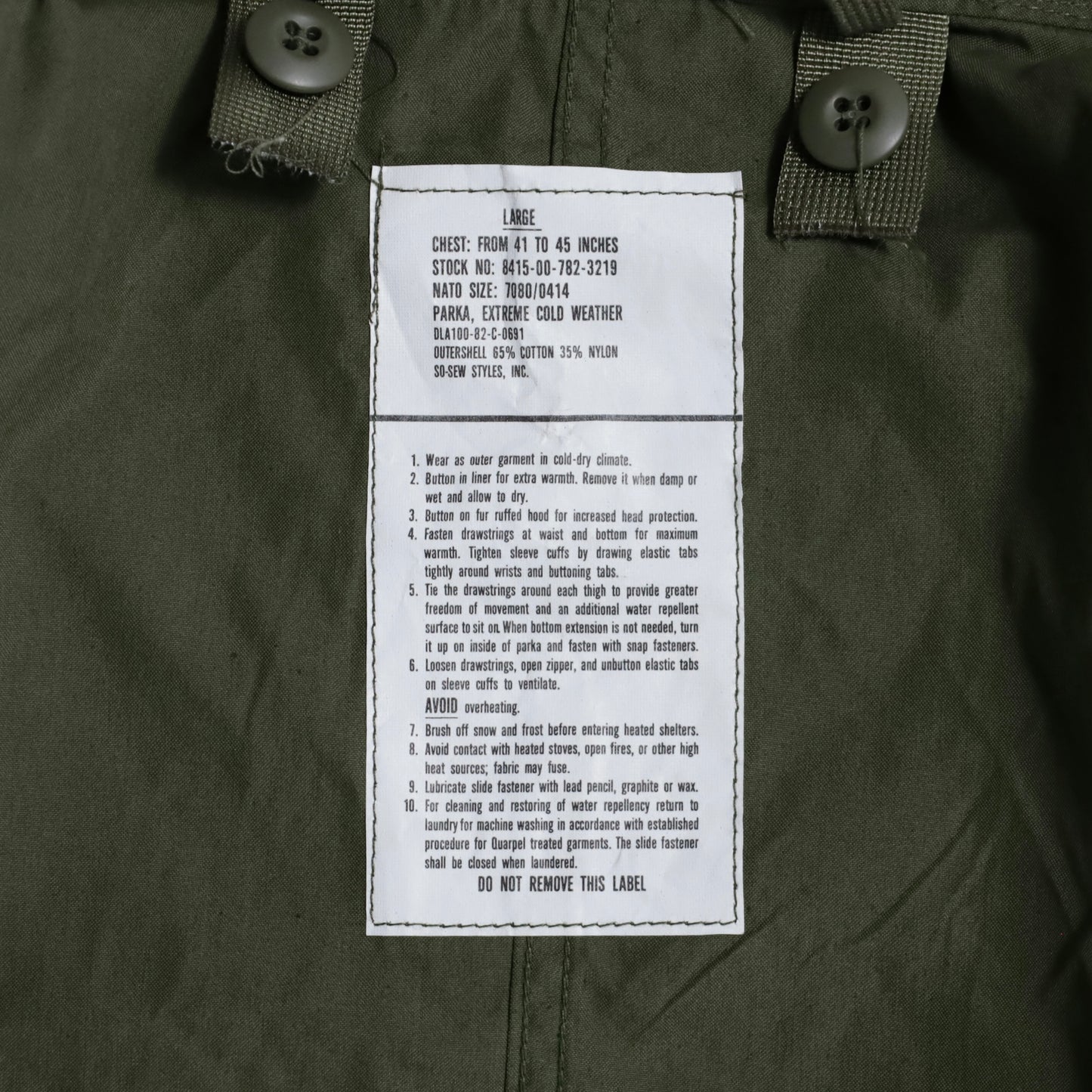 DEAD STOCK U.S.ARMY M-65 FIELD PARKA (LARGE)
