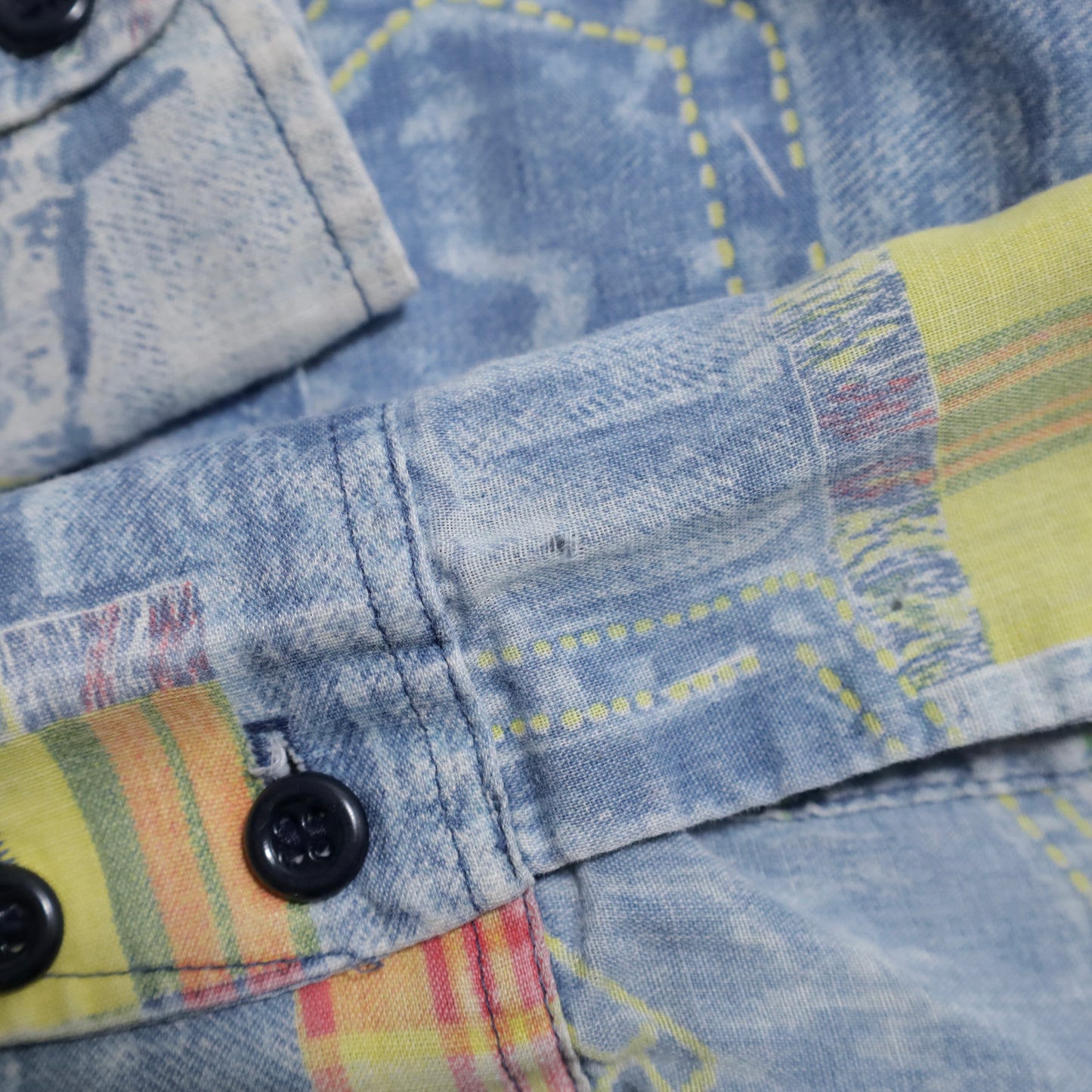 LEVI'S BIGE PRINT PATCHWORK SHIRT (SIZE 10/SADDLEMAN TAG/GOOD CONDITION)