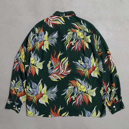DUKE KAHANAMOKU "SACRED GARDEN" L/S HAWAIIAN SHIRT (MEDIUM/MINT CONDITION)