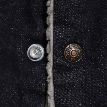 LEVI'S 70608-0259 BLACK DENIM BOA RANCH JACKET (SIZE 46R/GOOD CONDITION)