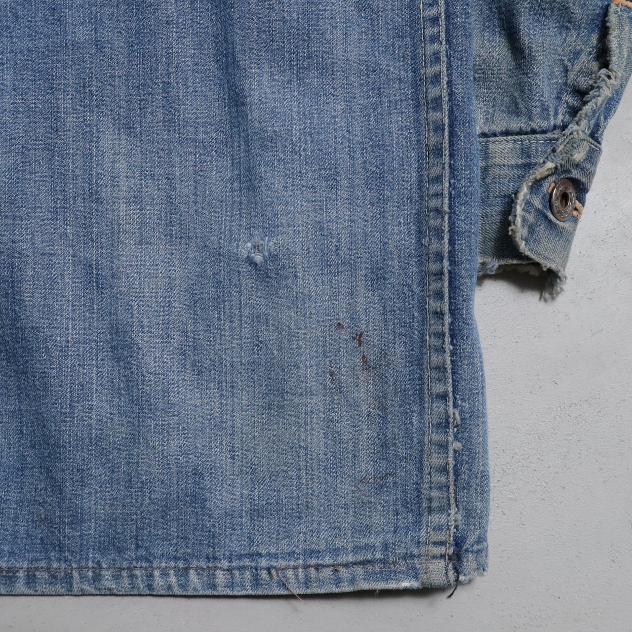 WW2 STANDARD OVERALL DENIM COVERALL (BIG SIZE/4-POCKET/GOOD USED CONDITION)