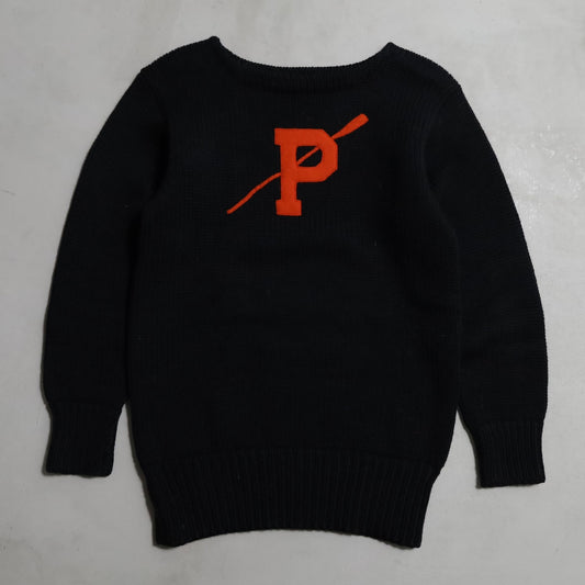 PRINCETON UNIVERSITY BLACK WOOL SWEATER (BOAT NECK/GOOD CONDITION)