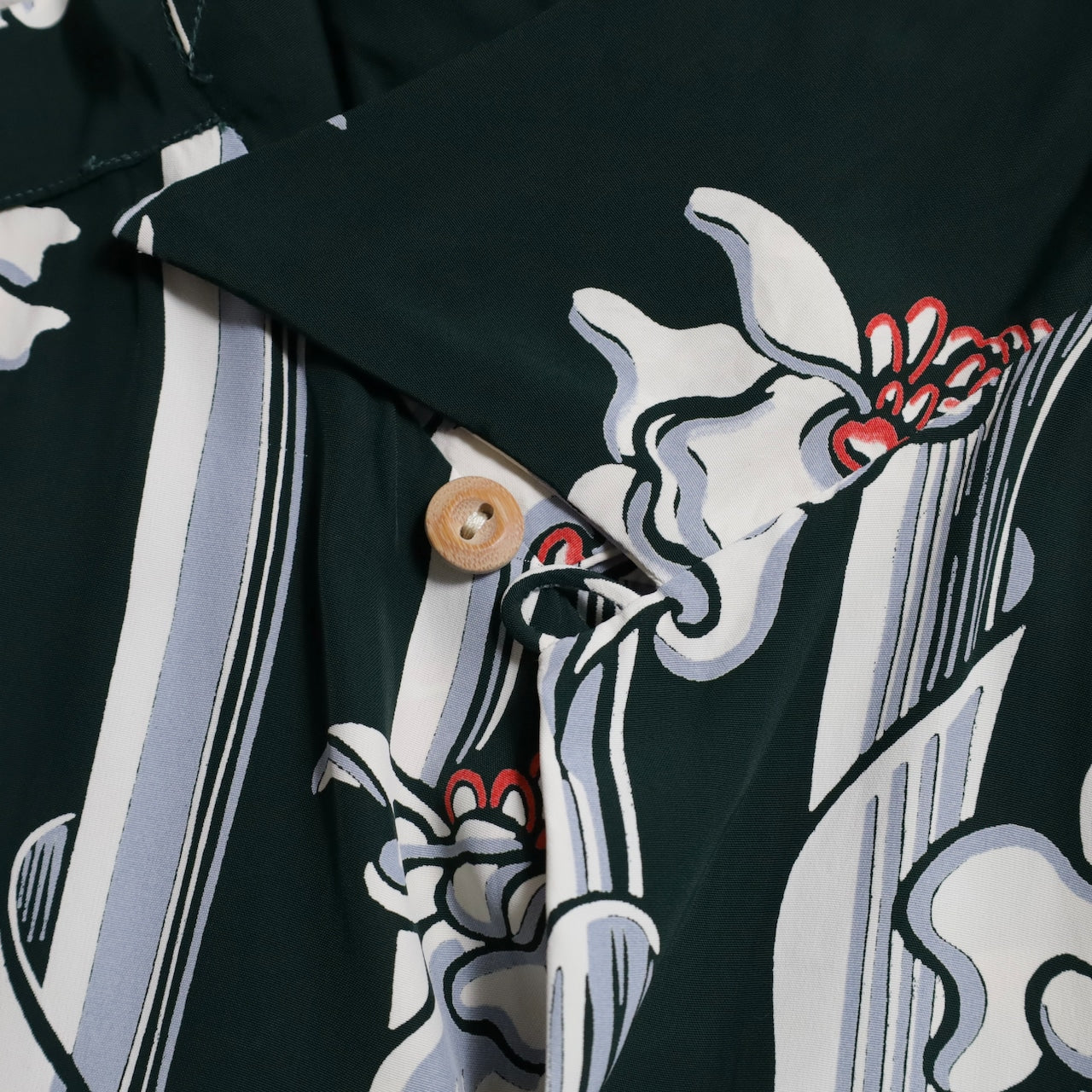 KAMEHAMEHA TORCH GINGER STRIPE PATTERN L/S HAWAIIAN SHIRT (MEDIUM/MINT CONDITION)