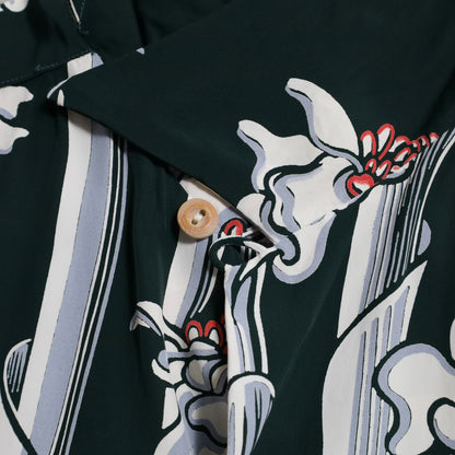 KAMEHAMEHA TORCH GINGER STRIPE PATTERN L/S HAWAIIAN SHIRT (MEDIUM/MINT CONDITION)