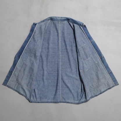 WW2 STANDARD OVERALL DENIM COVERALL (BIG SIZE/4-POCKET/GOOD USED CONDITION)