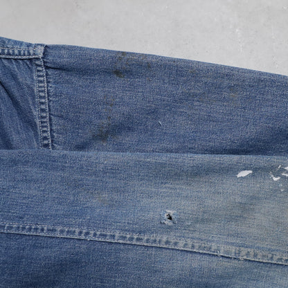 WW2 STANDARD OVERALL DENIM COVERALL (BIG SIZE/4-POCKET/GOOD USED CONDITION)