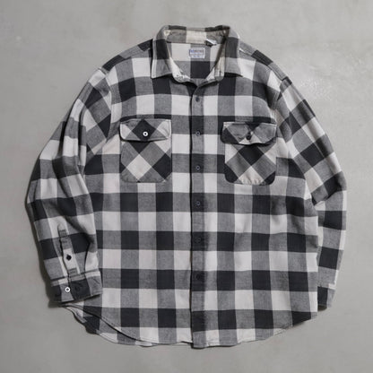 FIVEBROTHER BLACK×WHITE PLAID HEAVY FLANNEL SHIRT (XXLARGE-TALL/GOOD CONDITION)