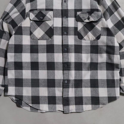 FIVEBROTHER BLACK×WHITE PLAID HEAVY FLANNEL SHIRT (XXLARGE-TALL/GOOD CONDITION)
