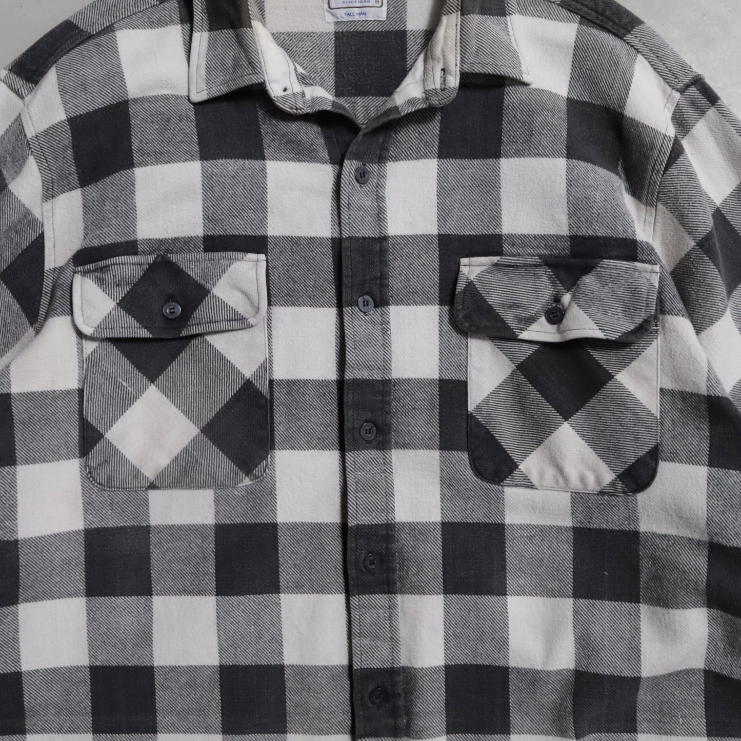 FIVEBROTHER BLACK×WHITE PLAID HEAVY FLANNEL SHIRT (XXLARGE-TALL/GOOD CONDITION)