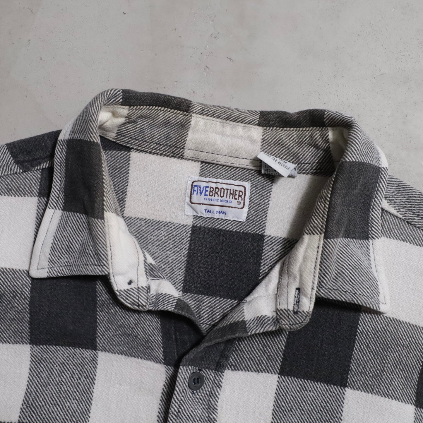 FIVEBROTHER BLACK×WHITE PLAID HEAVY FLANNEL SHIRT (XXLARGE-TALL/GOOD CONDITION)
