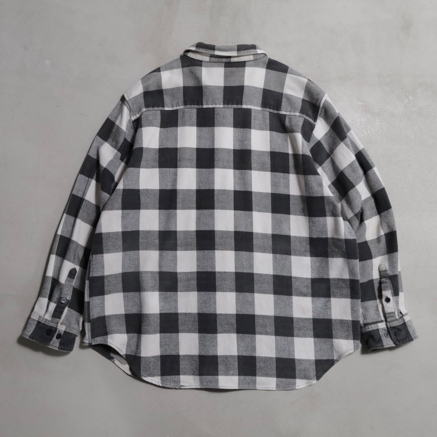 FIVEBROTHER BLACK×WHITE PLAID HEAVY FLANNEL SHIRT (XXLARGE-TALL/GOOD CONDITION)