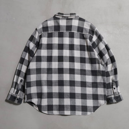 FIVEBROTHER BLACK×WHITE PLAID HEAVY FLANNEL SHIRT (XXLARGE-TALL/GOOD CONDITION)