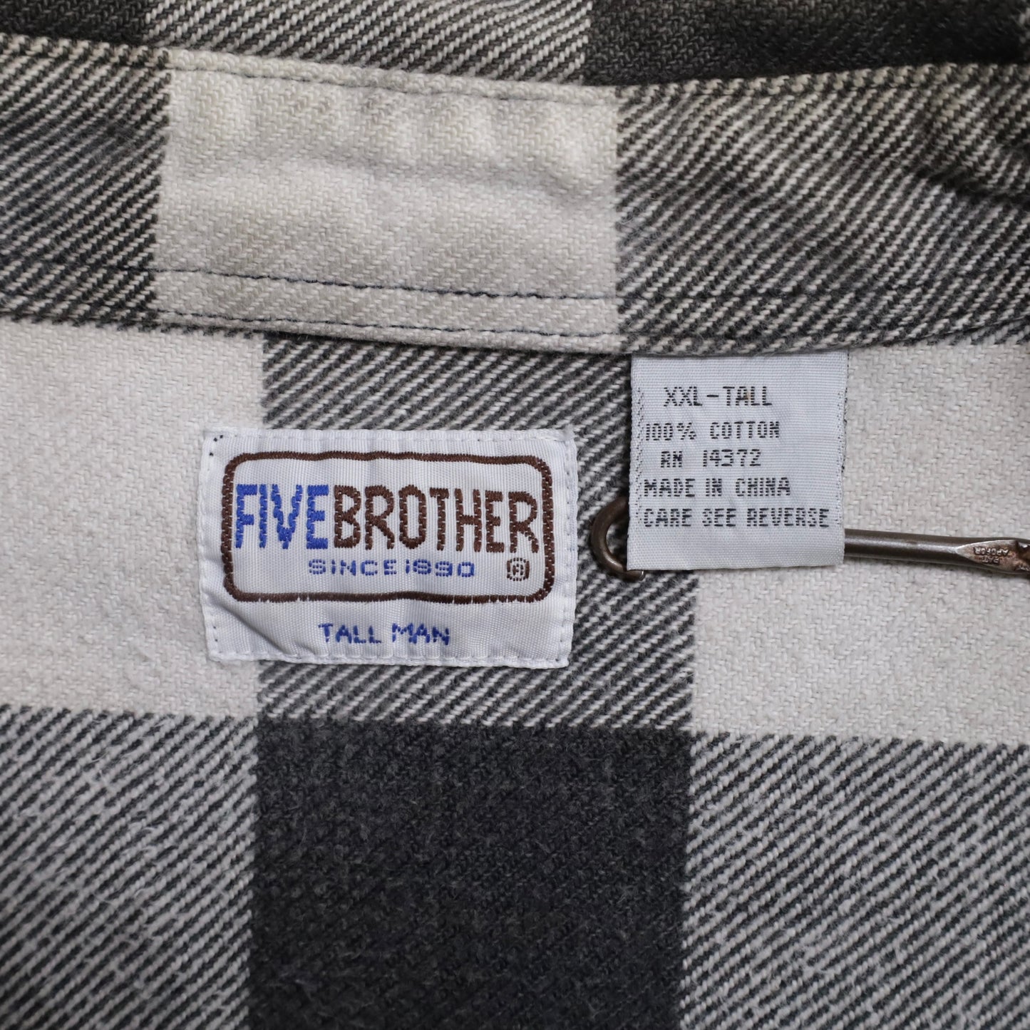 FIVEBROTHER BLACK×WHITE PLAID HEAVY FLANNEL SHIRT (XXLARGE-TALL/GOOD CONDITION)