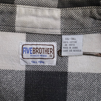 FIVEBROTHER BLACK×WHITE PLAID HEAVY FLANNEL SHIRT (XXLARGE-TALL/GOOD CONDITION)