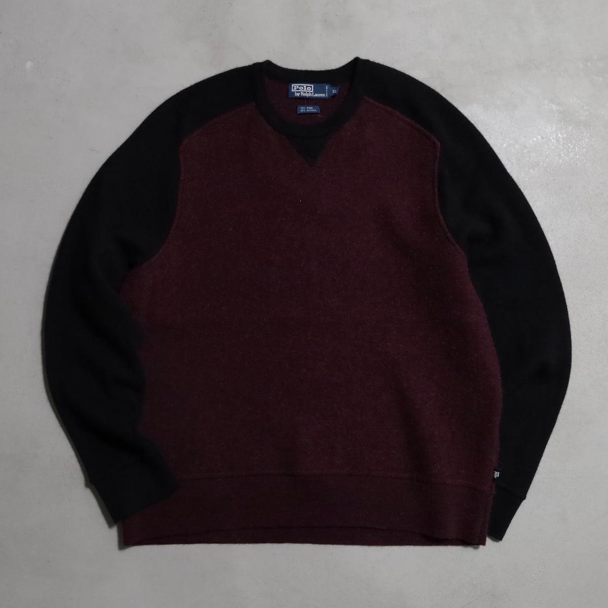 POLO BY RALPH LAUREN WOOL×ALPACA TWO-TONE SWEATER (GOOD DETAIL/LARGE/GOOD CONDITION)