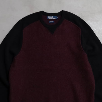 POLO BY RALPH LAUREN WOOL×ALPACA TWO-TONE SWEATER (GOOD DETAIL/LARGE/GOOD CONDITION)