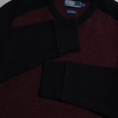 POLO BY RALPH LAUREN WOOL×ALPACA TWO-TONE SWEATER (GOOD DETAIL/LARGE/GOOD CONDITION)