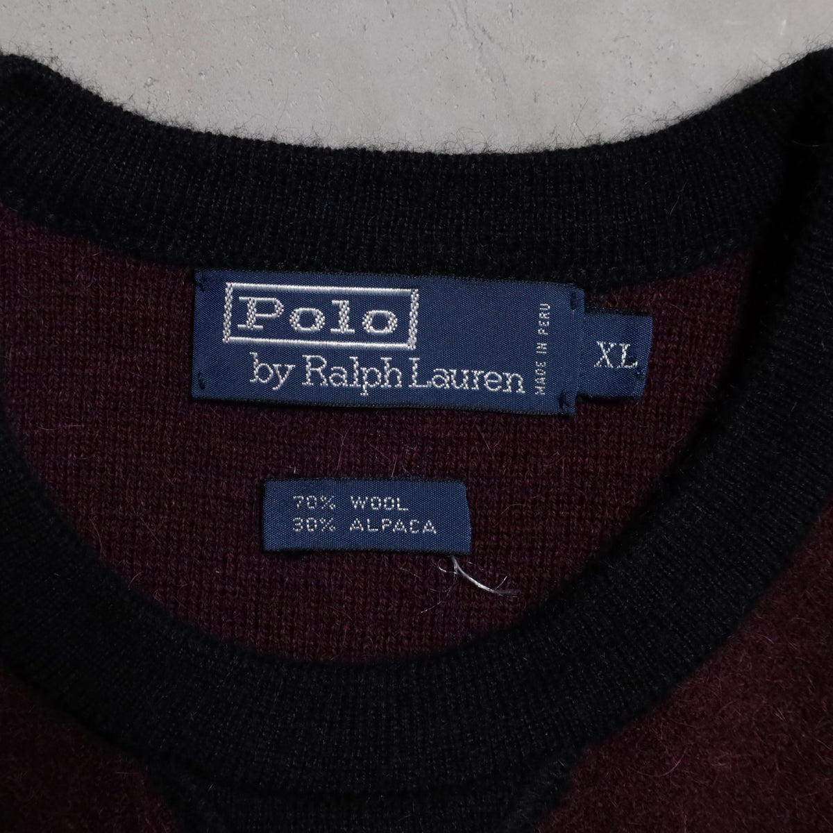 POLO BY RALPH LAUREN WOOL×ALPACA TWO-TONE SWEATER (GOOD DETAIL/LARGE/GOOD CONDITION)