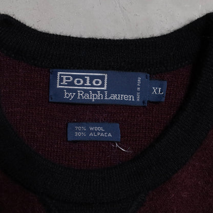 POLO BY RALPH LAUREN WOOL×ALPACA TWO-TONE SWEATER (GOOD DETAIL/LARGE/GOOD CONDITION)