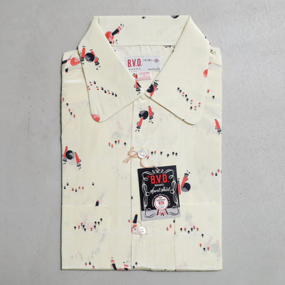 DEAD STOCK B.V.D. ATOMIC PATTERN S/S BOX SHIRT (MEDIUM)