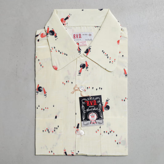 DEAD STOCK B.V.D. ATOMIC PATTERN S/S BOX SHIRT (MEDIUM)