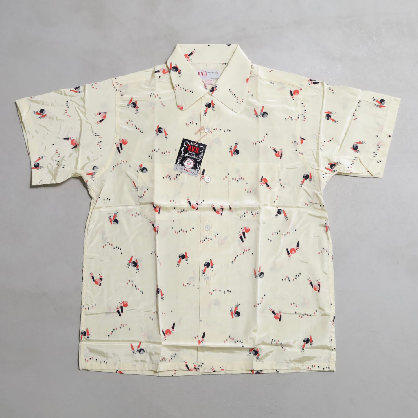 DEAD STOCK B.V.D. ATOMIC PATTERN S/S BOX SHIRT (MEDIUM)