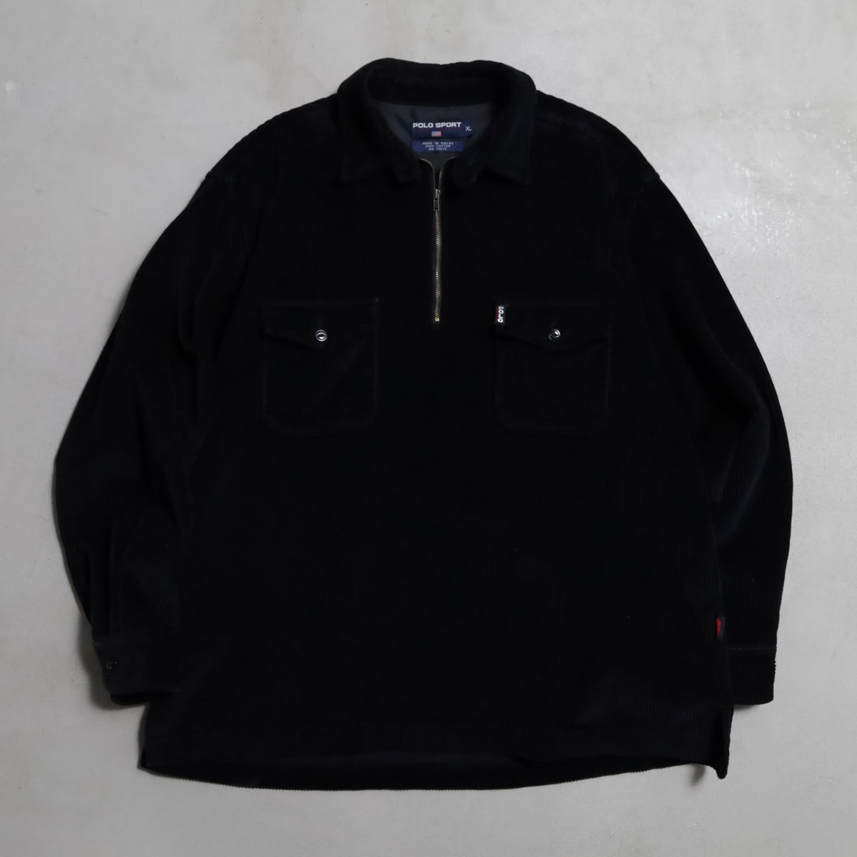 POLO SPORT H/Z PULLOVER BLACK CORDUROY JACKET (XLARGE/MINT CONDITION)