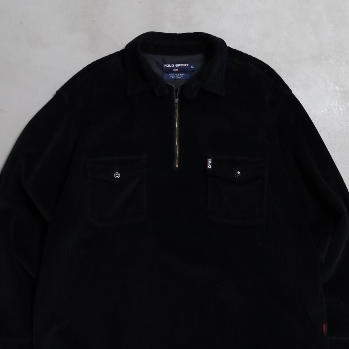 POLO SPORT H/Z PULLOVER BLACK CORDUROY JACKET (XLARGE/MINT CONDITION)