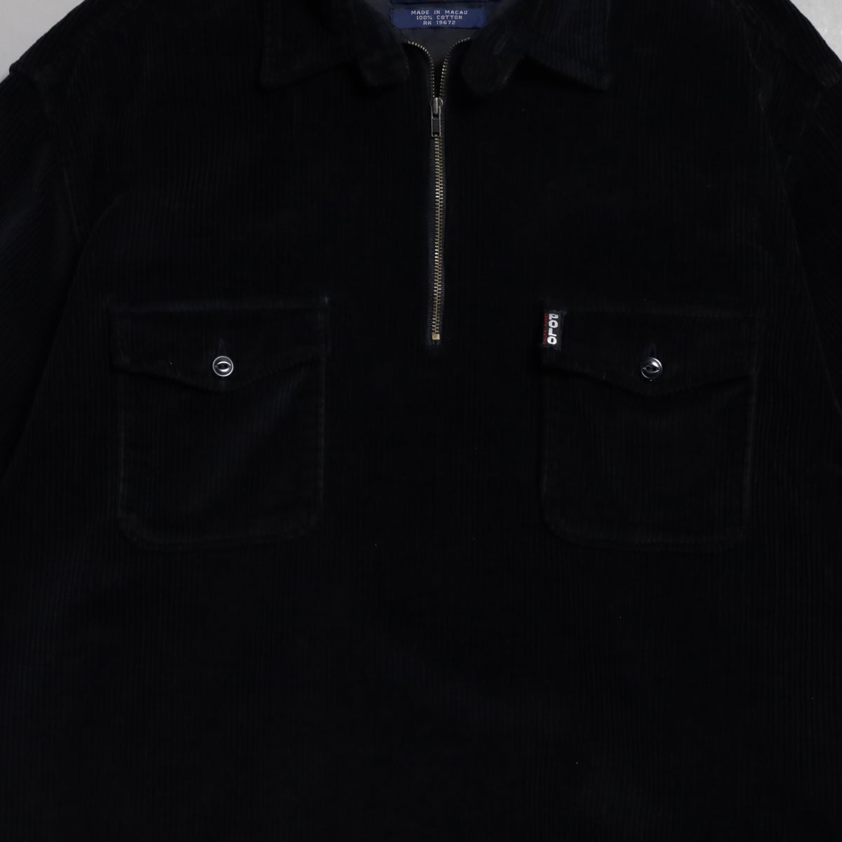 POLO SPORT H/Z PULLOVER BLACK CORDUROY JACKET (XLARGE/MINT CONDITION)