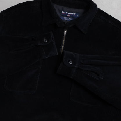 POLO SPORT H/Z PULLOVER BLACK CORDUROY JACKET (XLARGE/MINT CONDITION)