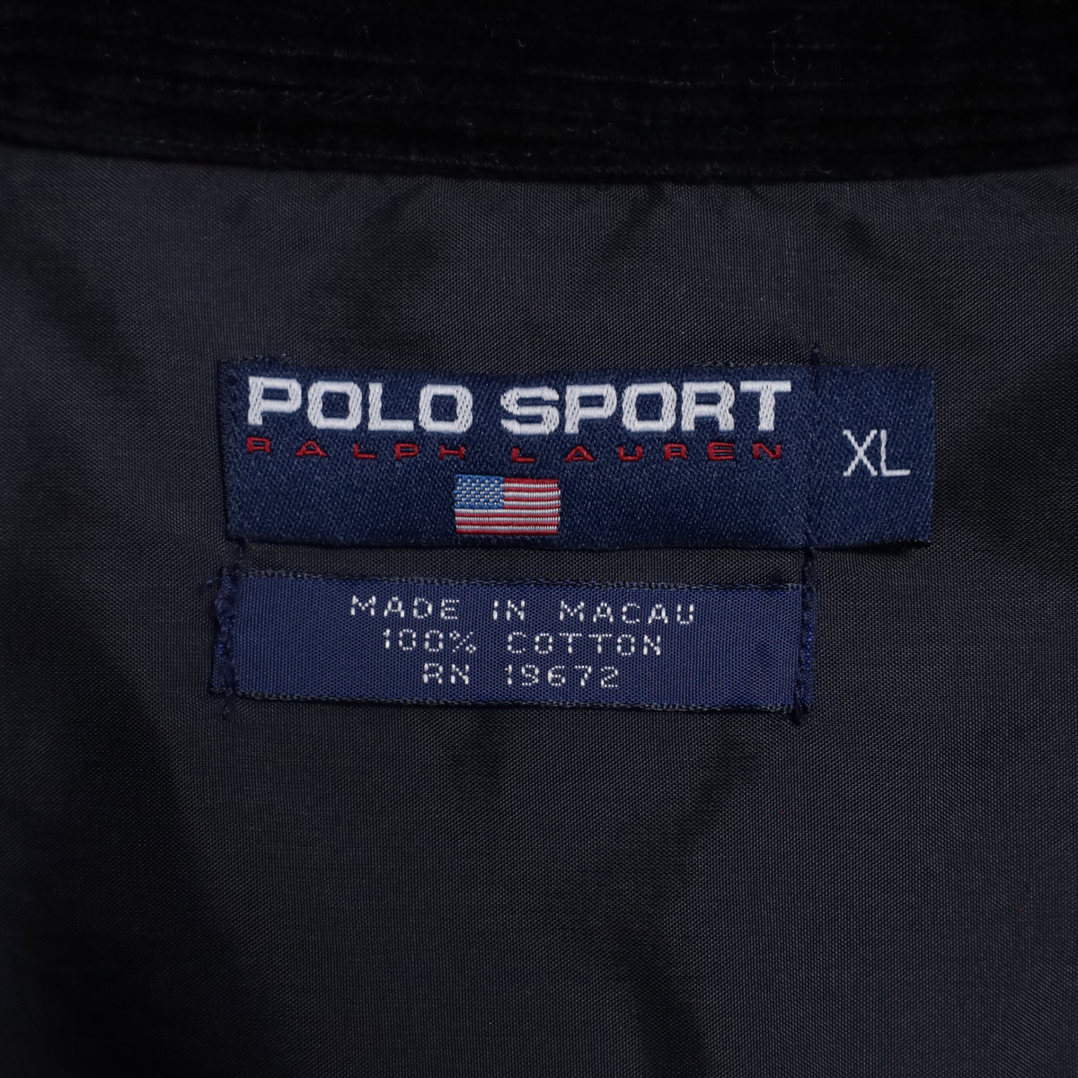 POLO SPORT H/Z PULLOVER BLACK CORDUROY JACKET (XLARGE/MINT CONDITION)