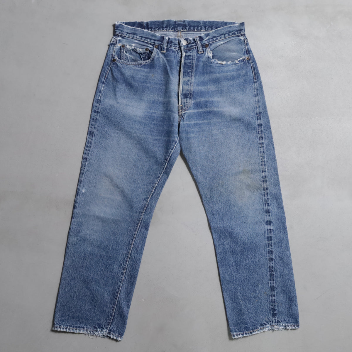 LEVI'S 501 BIGE DENIM PANTS (EARLY MODEL/GOOD FADE/USED CONDITION)