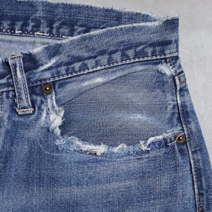 LEVI'S 501 BIGE DENIM PANTS (EARLY MODEL/GOOD FADE/USED CONDITION)