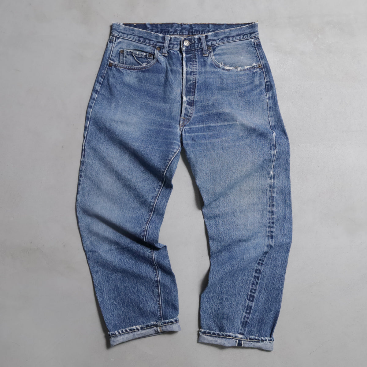LEVI'S 501 BIGE DENIM PANTS (GOOD FADE/USED CONDITION)