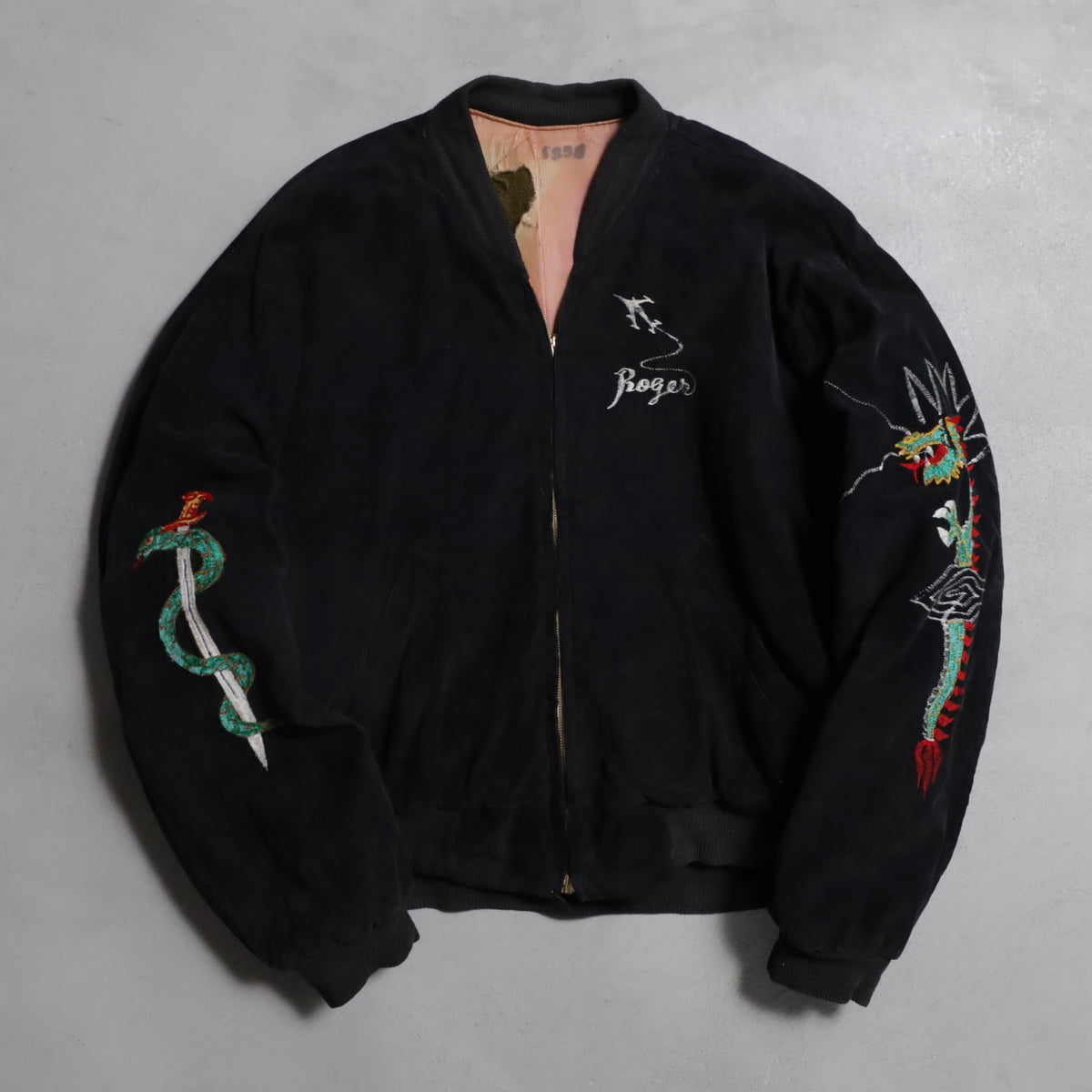 BLACK CORDUROY "SNAKE&DAGGER" KOREA SOUVENIR JACKET (SPECIAL PIECE/BIG SIZE)