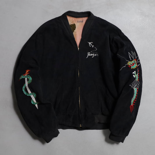 BLACK CORDUROY "SNAKE&DAGGER" KOREA SOUVENIR JACKET (SPECIAL PIECE/BIG SIZE)