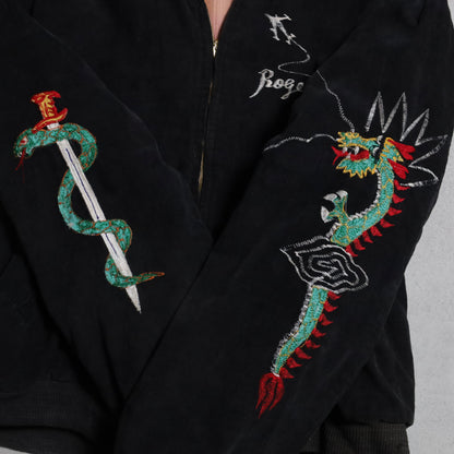 BLACK CORDUROY "SNAKE&DAGGER" KOREA SOUVENIR JACKET (SPECIAL PIECE/BIG SIZE)
