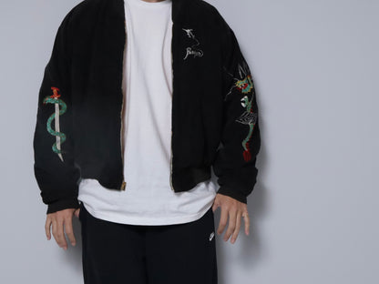 BLACK CORDUROY "SNAKE&DAGGER" KOREA SOUVENIR JACKET (SPECIAL PIECE/BIG SIZE)