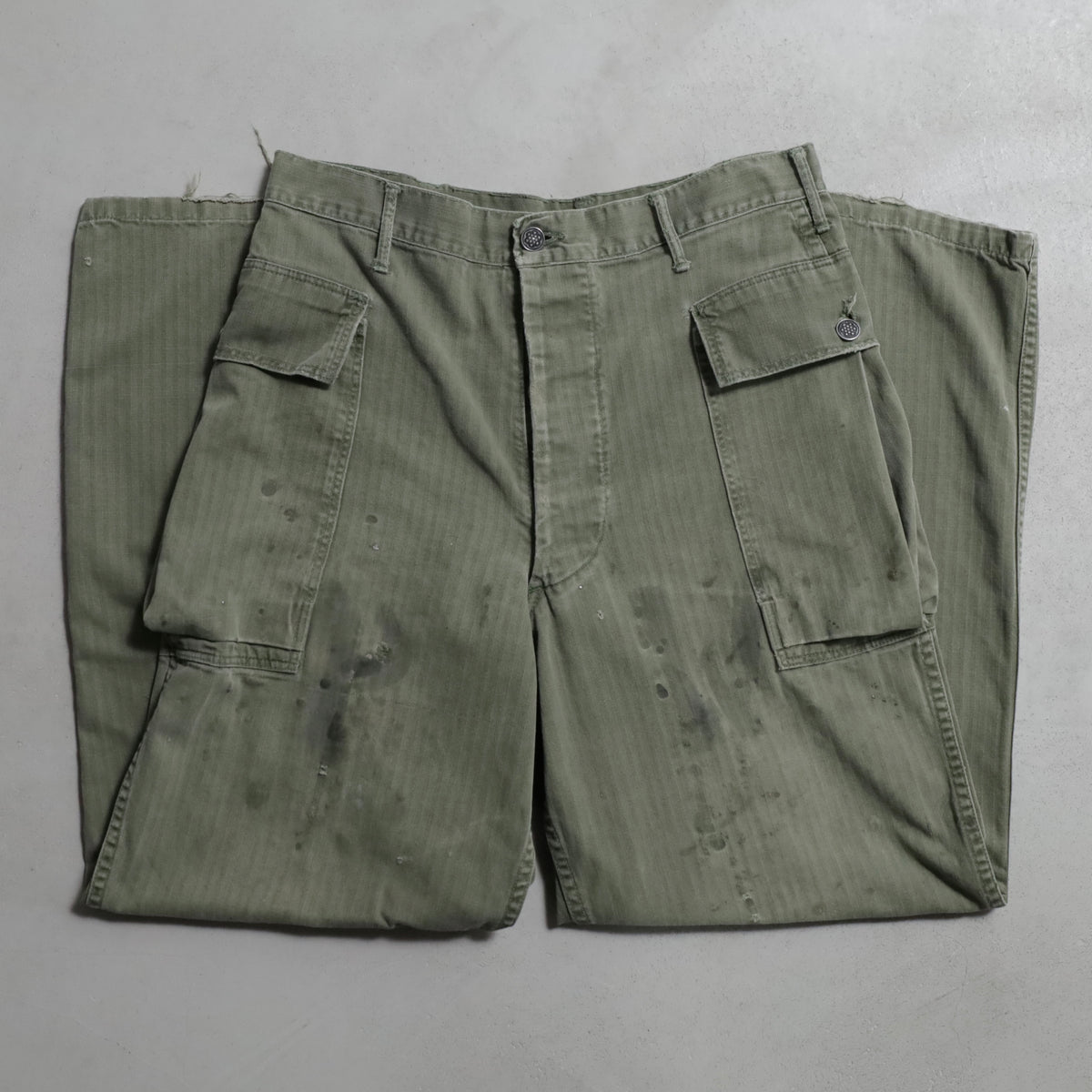 WWII U.S.ARMY M-43 HBT TROUSERS WITH "PW STENCIL" (W32L29/GOOD USED CONDITION)