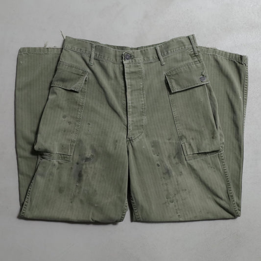 WWII U.S.ARMY M-43 HBT TROUSERS WITH "PW STENCIL" (W32L29/GOOD USED CONDITION)