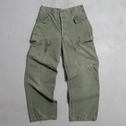 WWII U.S.ARMY M-43 HBT TROUSERS WITH "PW STENCIL" (W32L29/GOOD USED CONDITION)