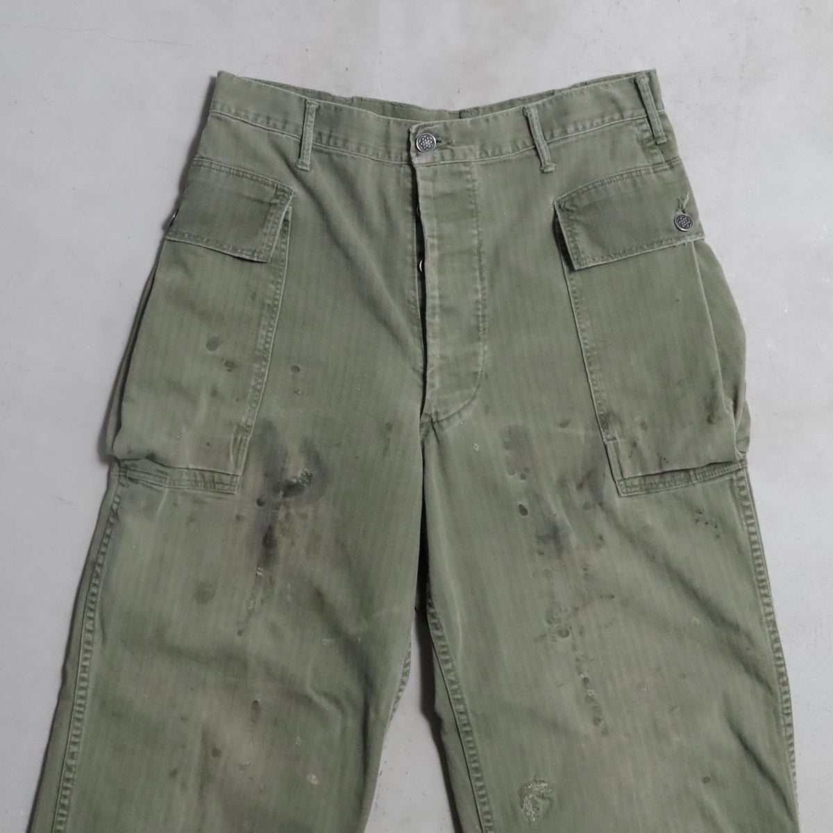 WWII U.S.ARMY M-43 HBT TROUSERS WITH "PW STENCIL" (W32L29/GOOD USED CONDITION)