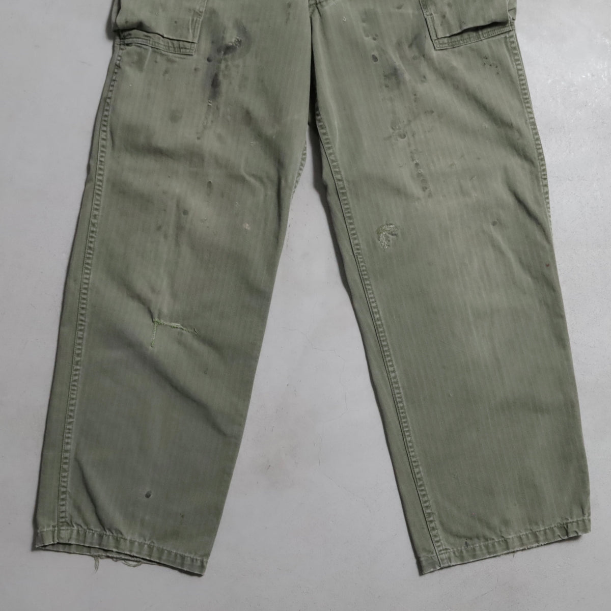 WWII U.S.ARMY M-43 HBT TROUSERS WITH "PW STENCIL" (W32L29/GOOD USED CONDITION)
