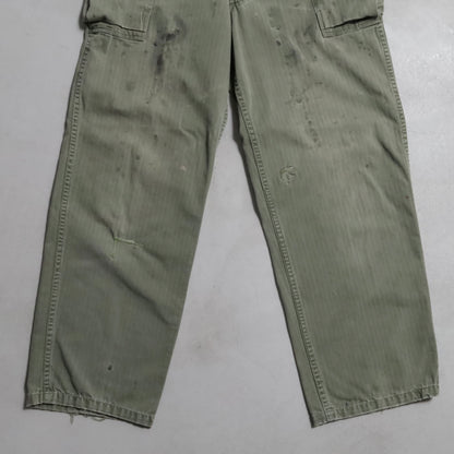 WWII U.S.ARMY M-43 HBT TROUSERS WITH "PW STENCIL" (W32L29/GOOD USED CONDITION)