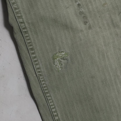WWII U.S.ARMY M-43 HBT TROUSERS WITH "PW STENCIL" (W32L29/GOOD USED CONDITION)