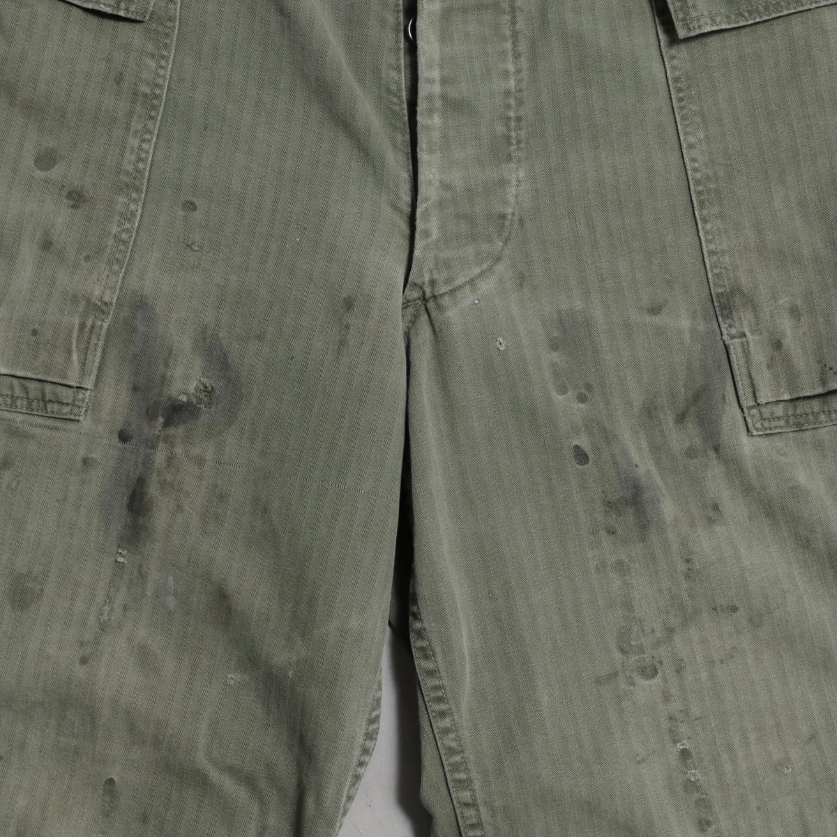 WWII U.S.ARMY M-43 HBT TROUSERS WITH "PW STENCIL" (W32L29/GOOD USED CONDITION)
