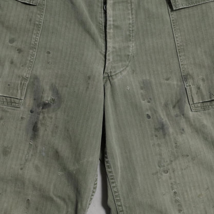 WWII U.S.ARMY M-43 HBT TROUSERS WITH "PW STENCIL" (W32L29/GOOD USED CONDITION)