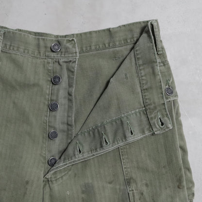 WWII U.S.ARMY M-43 HBT TROUSERS WITH "PW STENCIL" (W32L29/GOOD USED CONDITION)